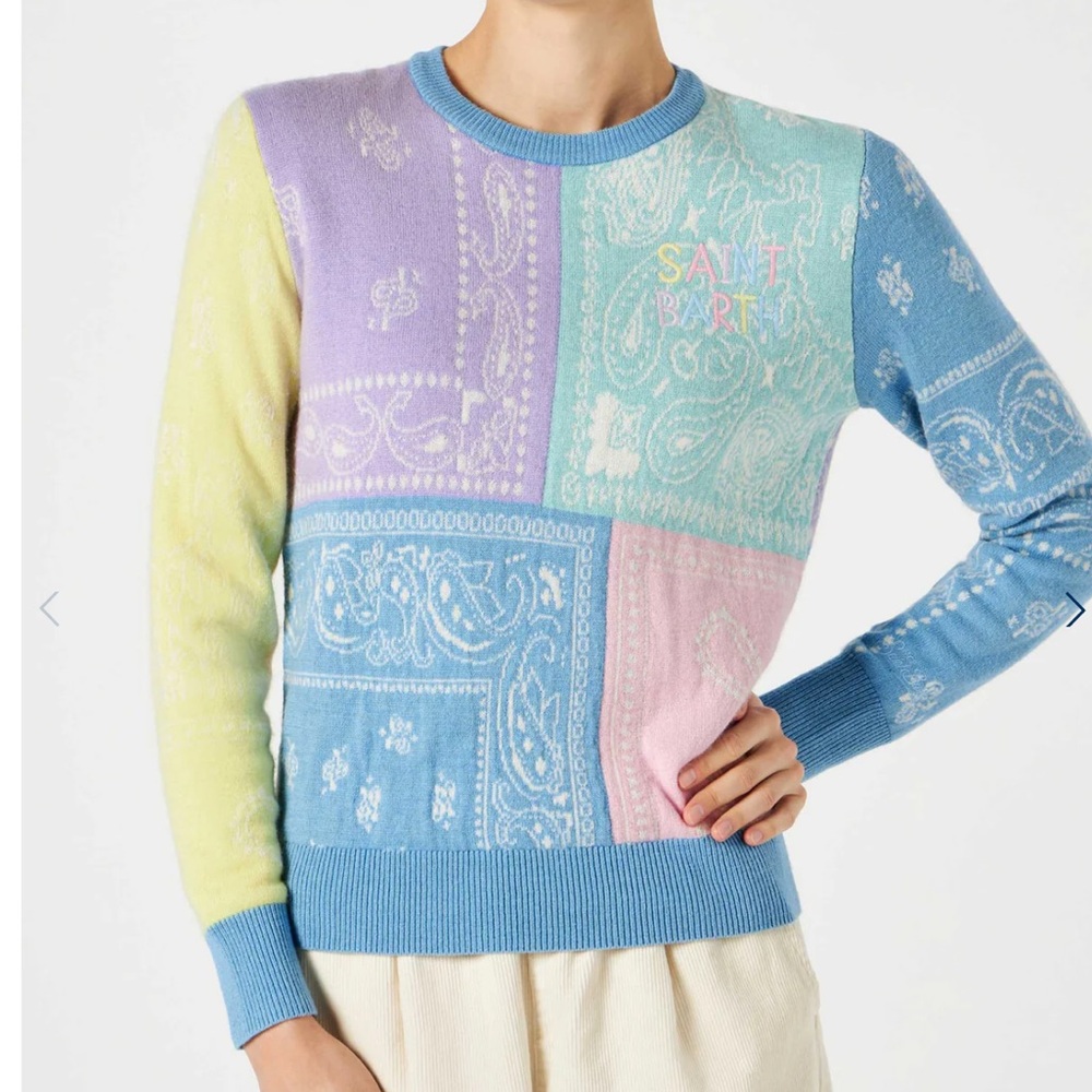 Mc2 Saint Barth brushed sweater with bandanna print